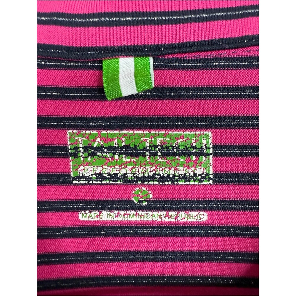 Tailteck shirt sparkly zip up silver Pink & Black Striped Zip Polo - Picture 7 of 11